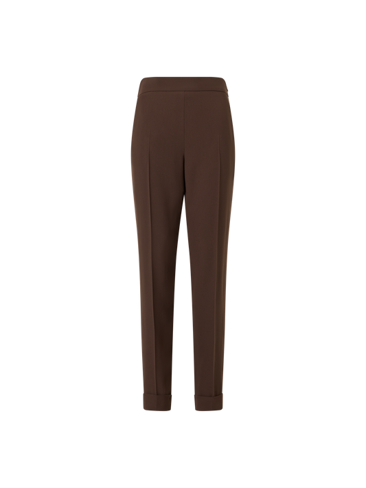 Designer Tapered Ankle Length Pants with Elastic Waist - brown