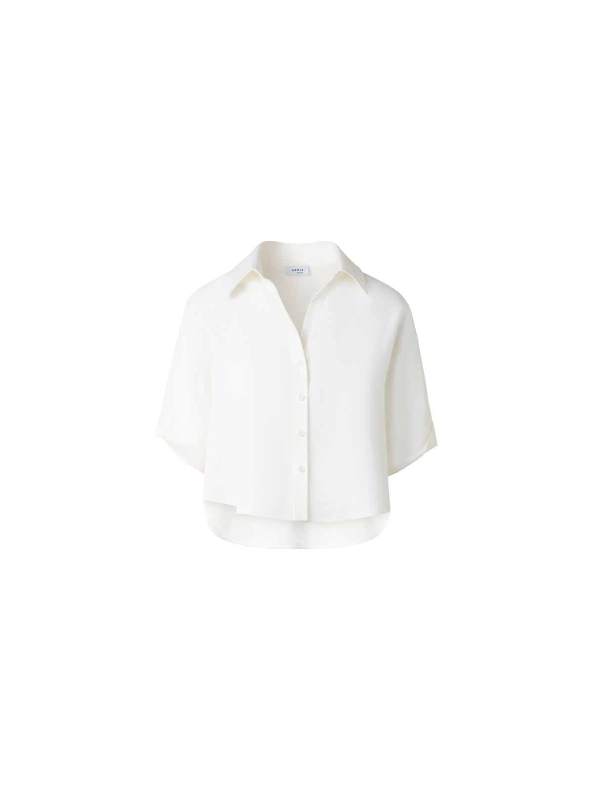 Designer Cropped Washed Linen Blouse - neutral - ecru - white