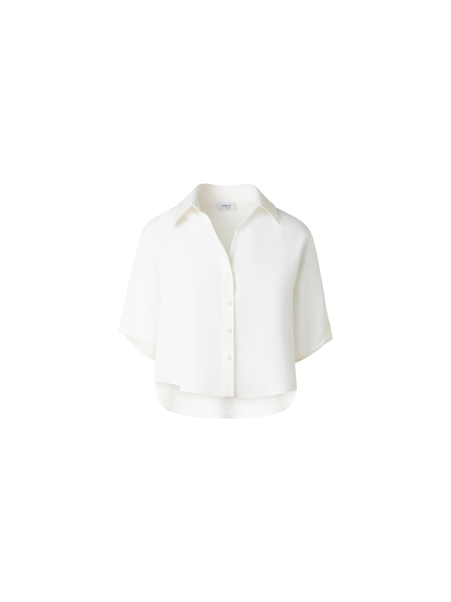 Designer Cropped Washed Linen Blouse - neutral - ecru - white