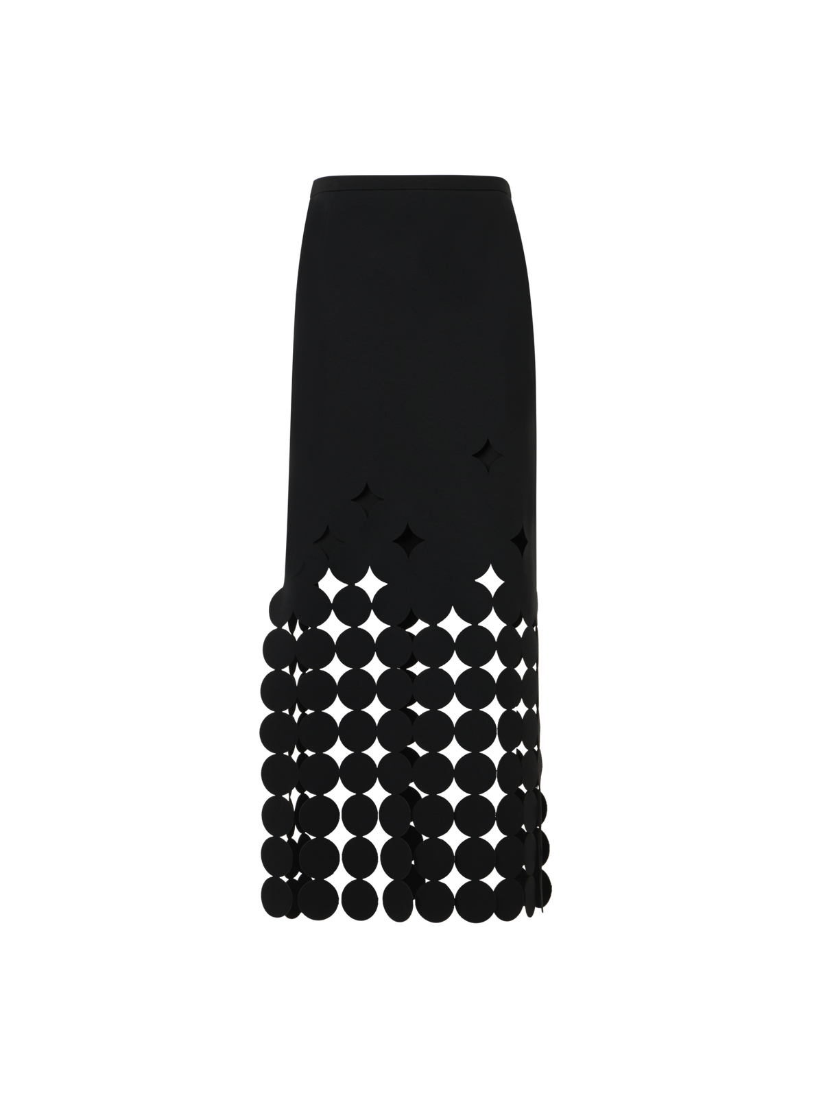 Designer Dropping Dot Cut-Out Jersey Midi Skirt - black