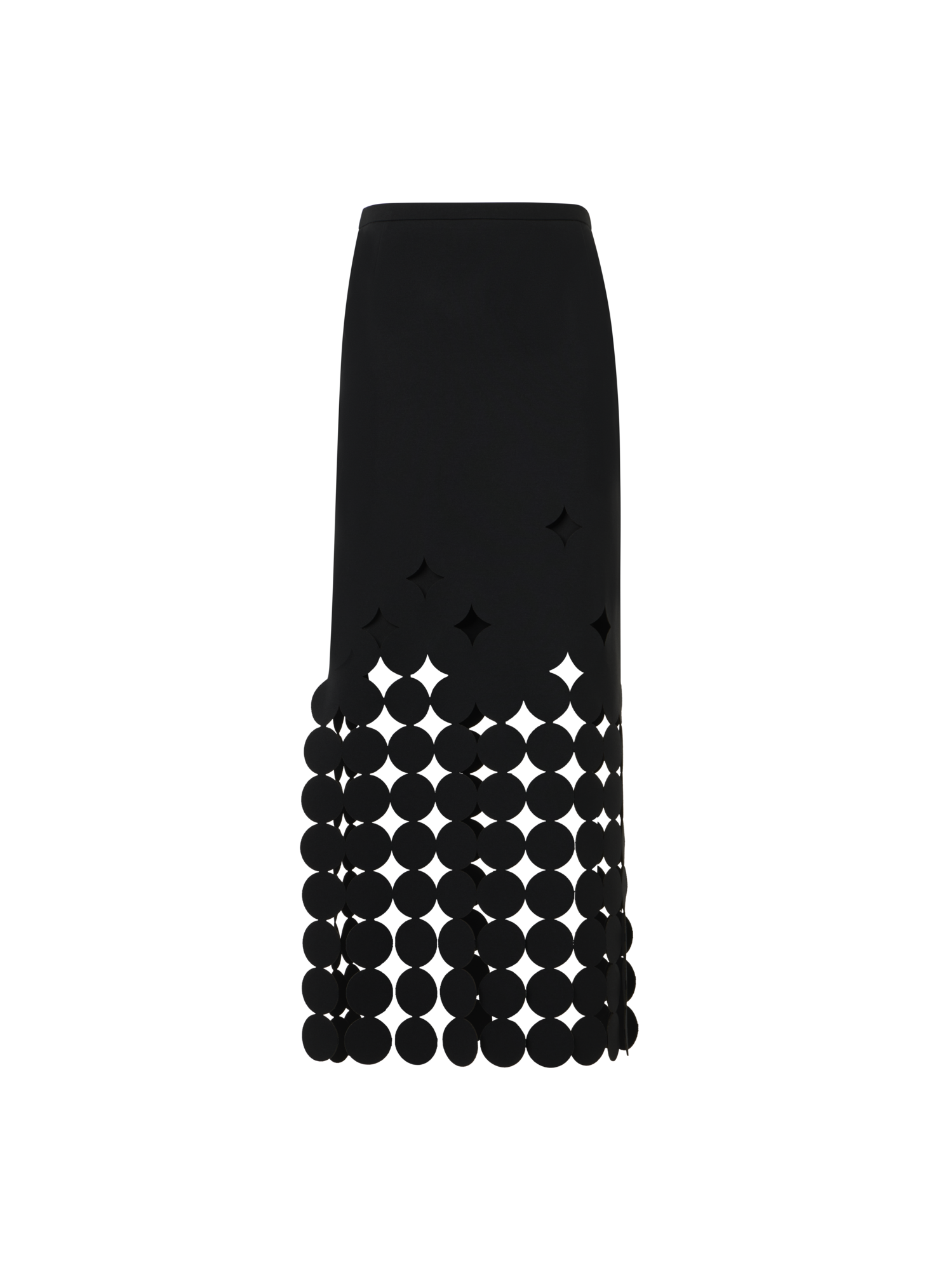 Designer Dropping Dot Cut-Out Jersey Midi Skirt - black