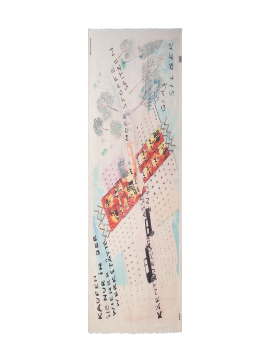Designer Cashmere Scarf with "Kärntner Strasse 42" Print - multicolor