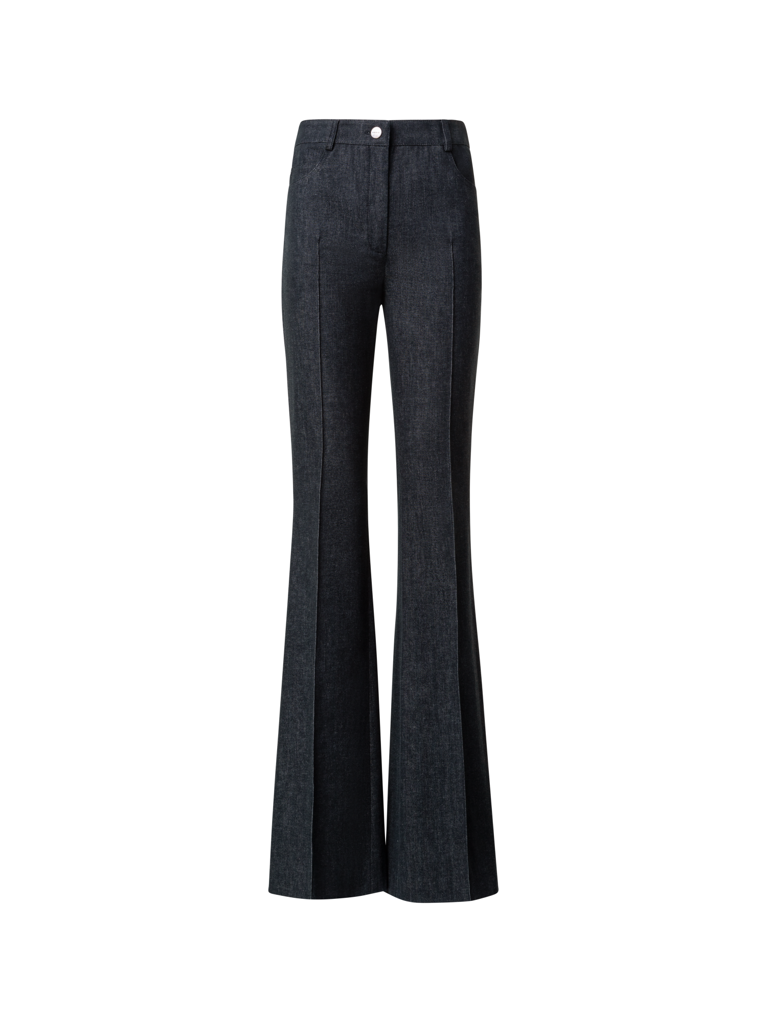Designer Bootcut Cotton Denim Stretch Pants - black