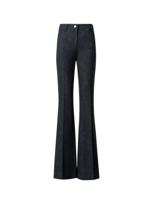 Designer Bootcut Cotton Denim Stretch Pants - black