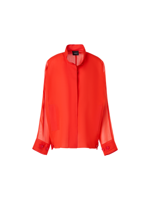 Designer Huma Oversize Parka Jacket in Silk Organza - red