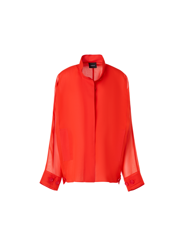 Designer Huma Oversize Parka Jacket in Silk Organza - red
