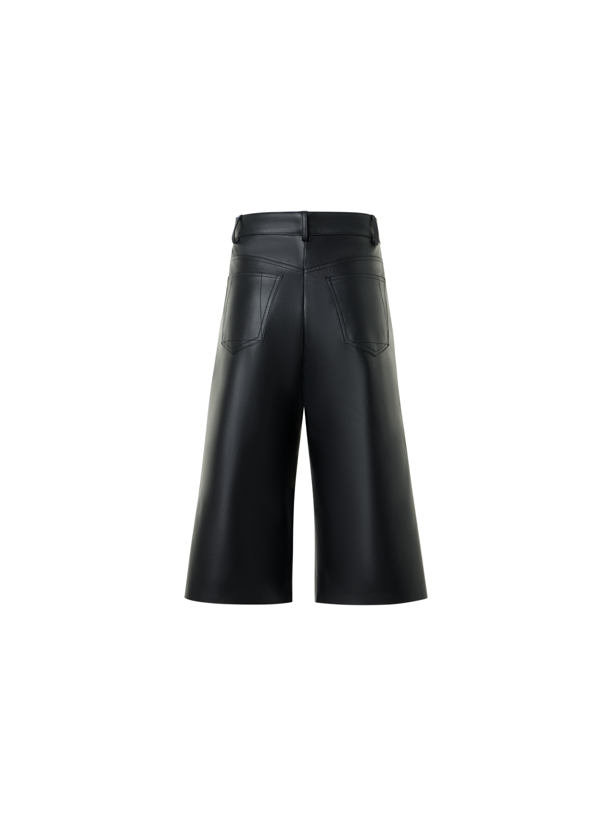 Designer WidNappa Leather Wide-Leg Bermuda Shortse Leg Bermuda in Fine Nappa Leather - black