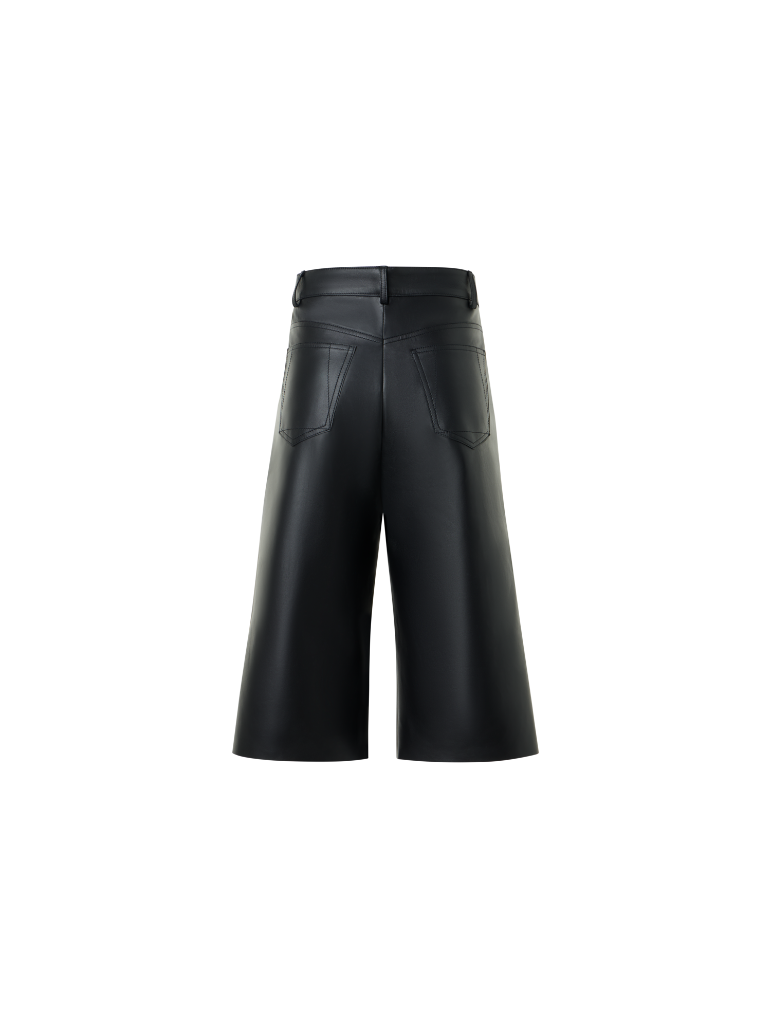 Designer WidNappa Leather Wide-Leg Bermuda Shortse Leg Bermuda in Fine Nappa Leather - black