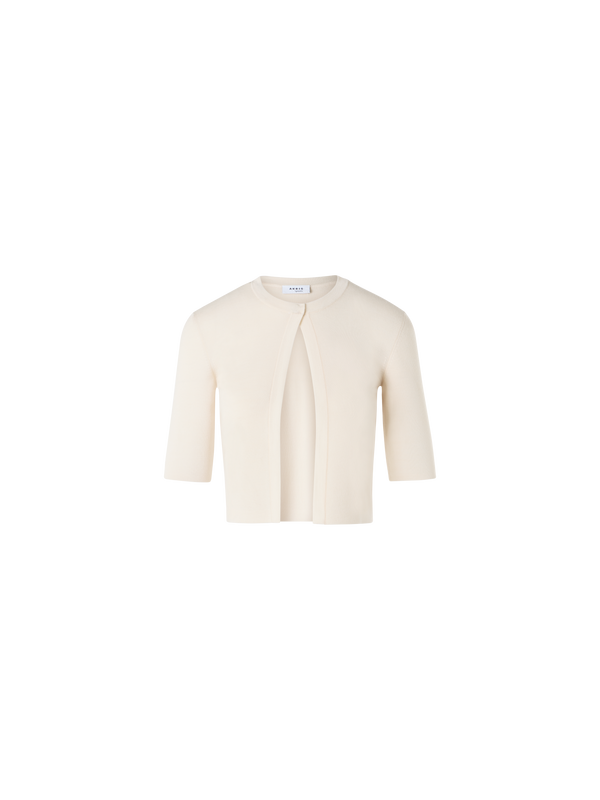 Designer Cropped Cardigan - ecru - white