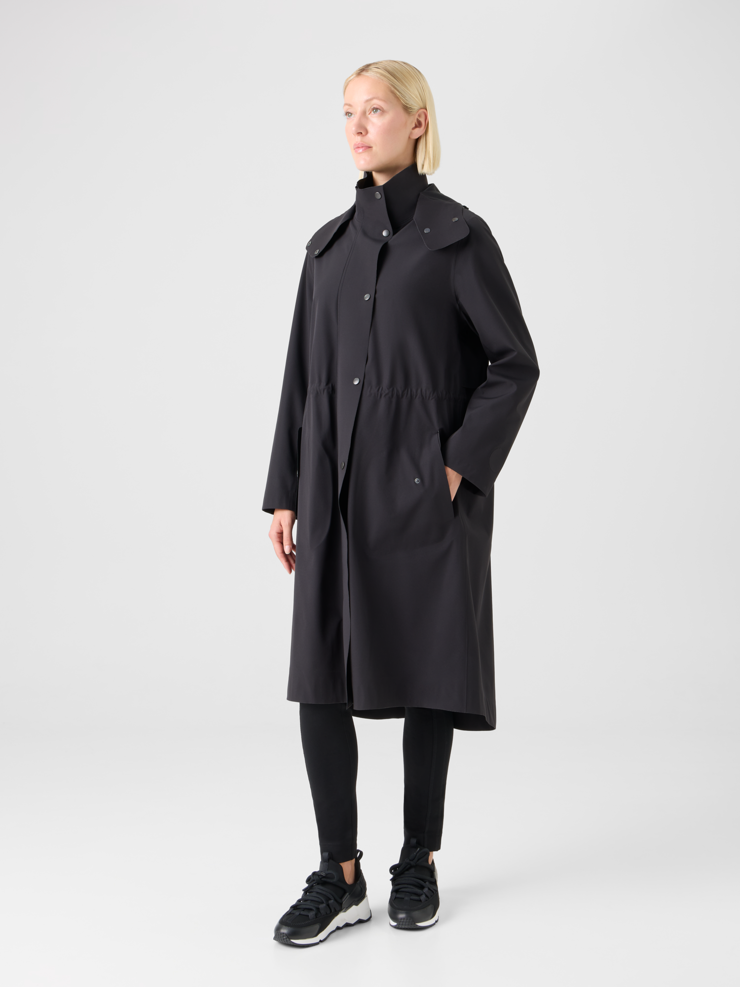 Designer Water-Repellent Fitted Techno Parka - black 