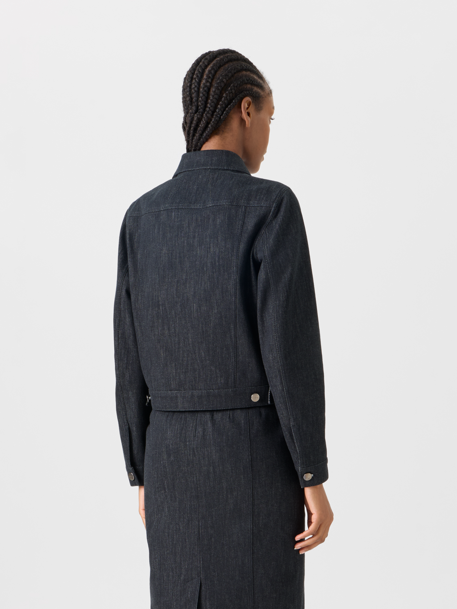 Designer Hilbert Short Cotton Denim Jacket with Patch Pockets - black 