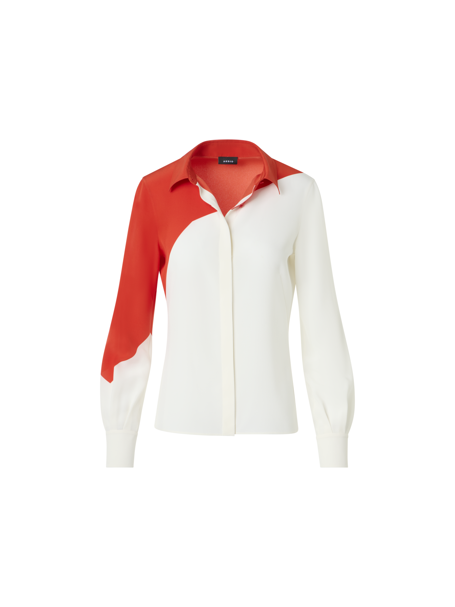 Designer Silk Crêpe Blouse with Polygon Print - multicolor