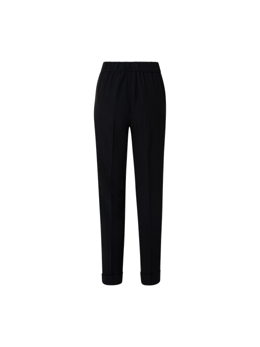 Designer Tapered Crêpe Pants - black
