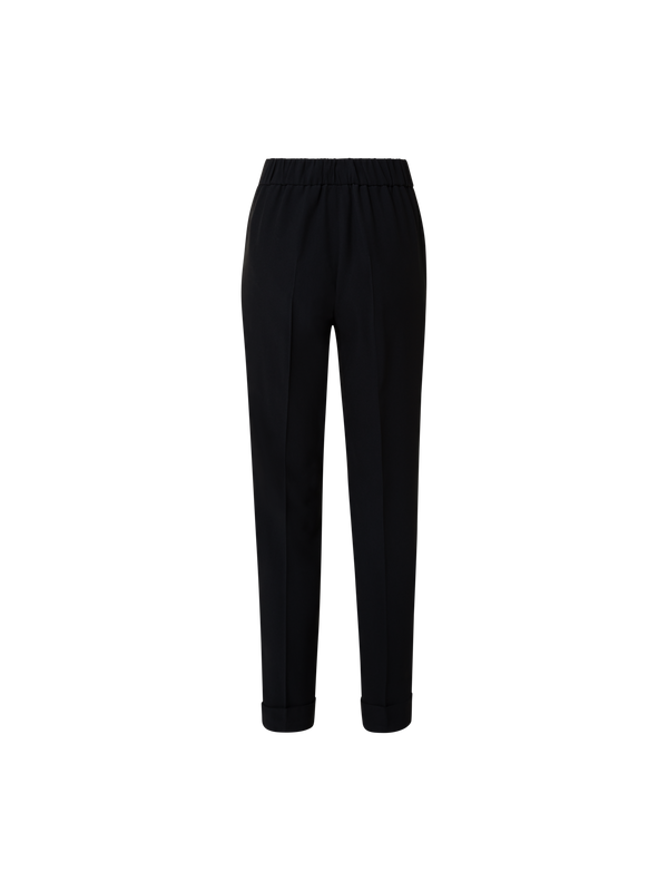 Designer Tapered Crêpe Pants - black