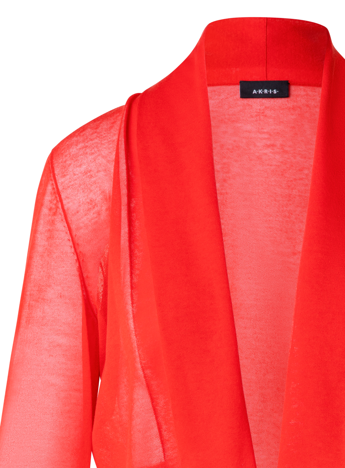 Designer Short Cardigan in Semi-Sheer Cotton Blend - red