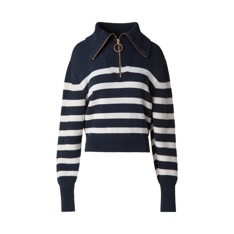Striped Marine Style Sweater with Sailor Collar