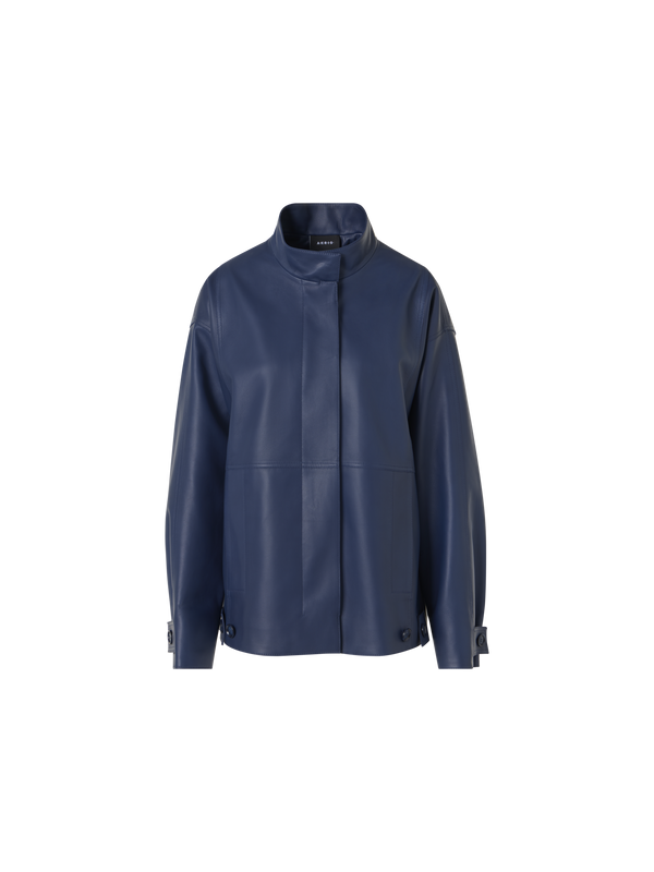 Designer Huma Jacket in Lacquered Leather - blue