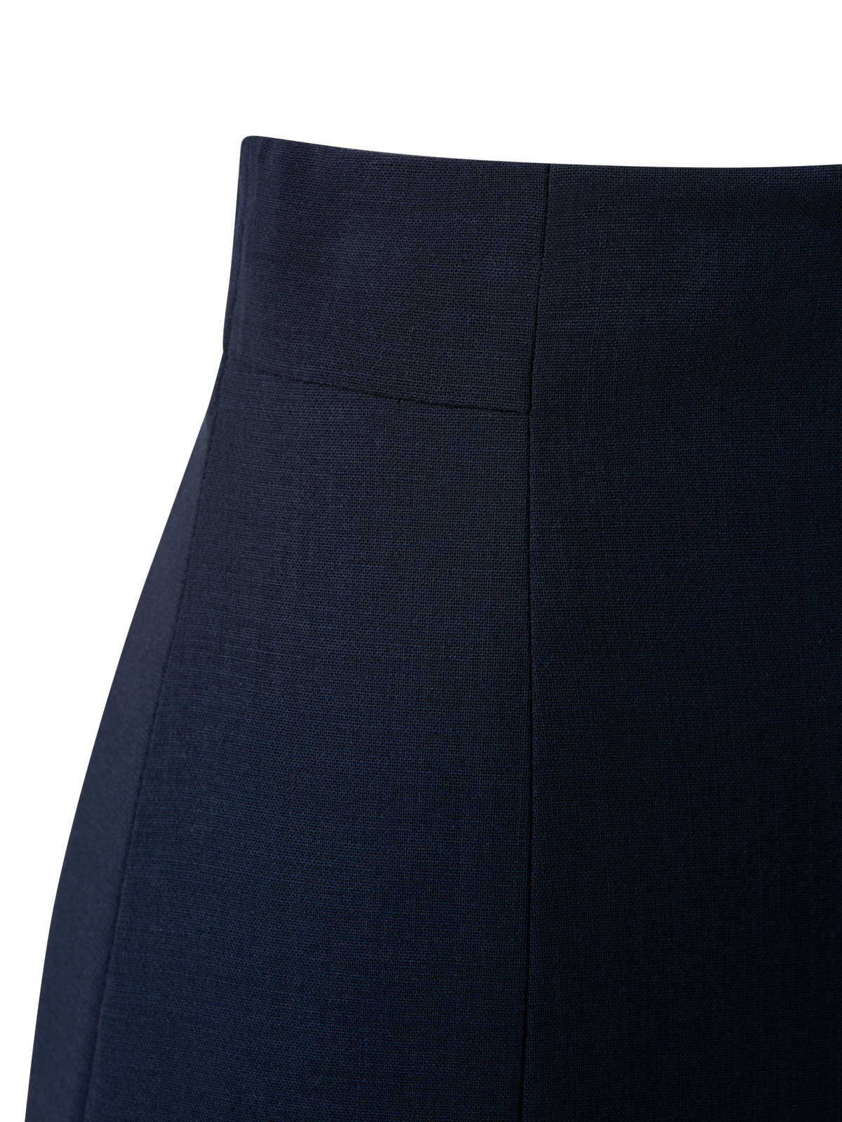 Designer Wool Double-Face Pencil Skirt with Slits - navy - blue