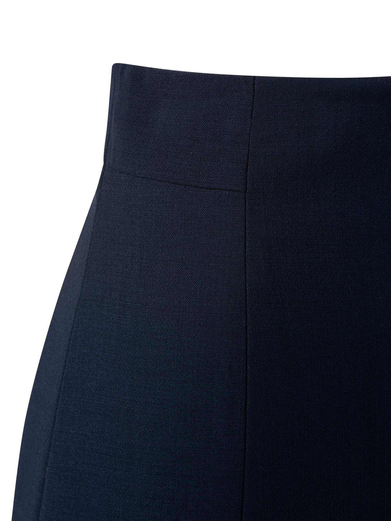 Designer Wool Double-Face Pencil Skirt with Slits - navy - blue