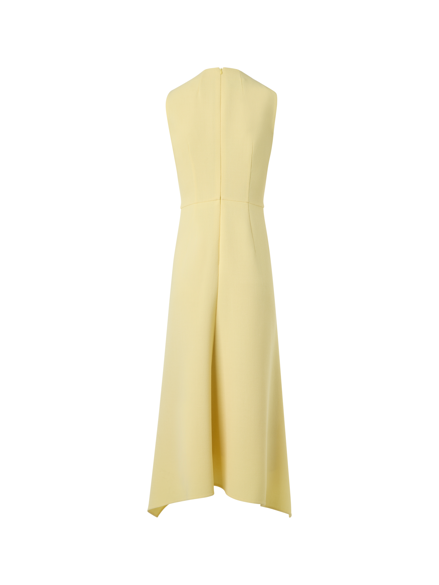 Designer Asymmetrical Wool Crêpe Double-Face Midi Dress - yellow