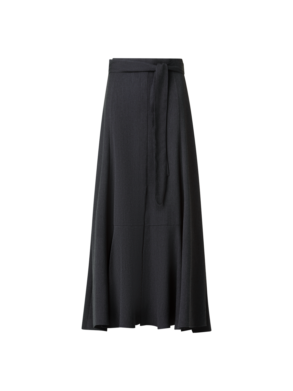 Designer Long Boho Wool Flannel Flared Skirt - neutral - grey