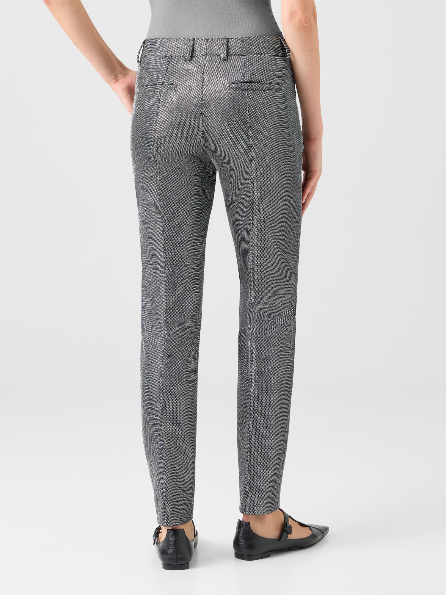 Designer Metallic Birdseye Jersey Pants - grey 