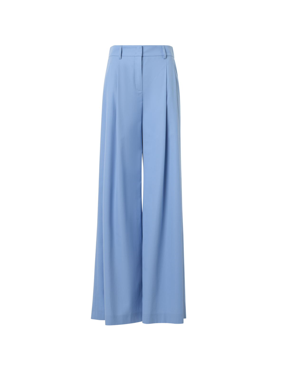 Designer Cotton Stretch Gabardine Wide-Leg Pants - navy - blue