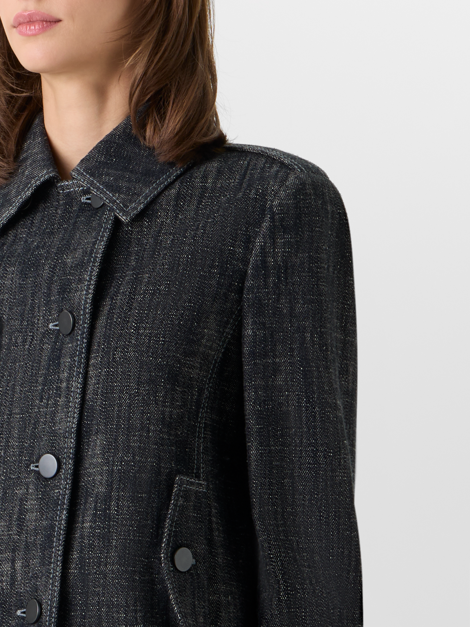 Designer Long-Sleeve Washed Heavyweight Cotton-Denim Jacket - black 