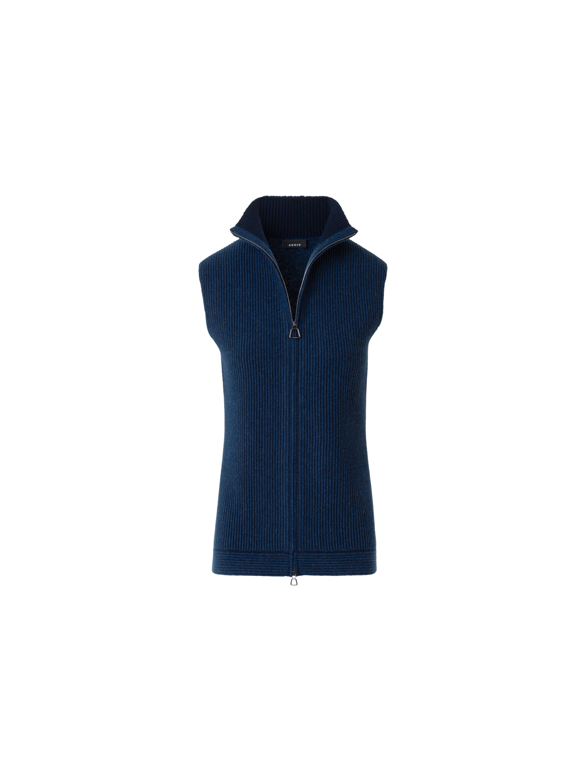 Designer Cashmere Knit Gilet with Front Rib Detail - neutral - navy - blue