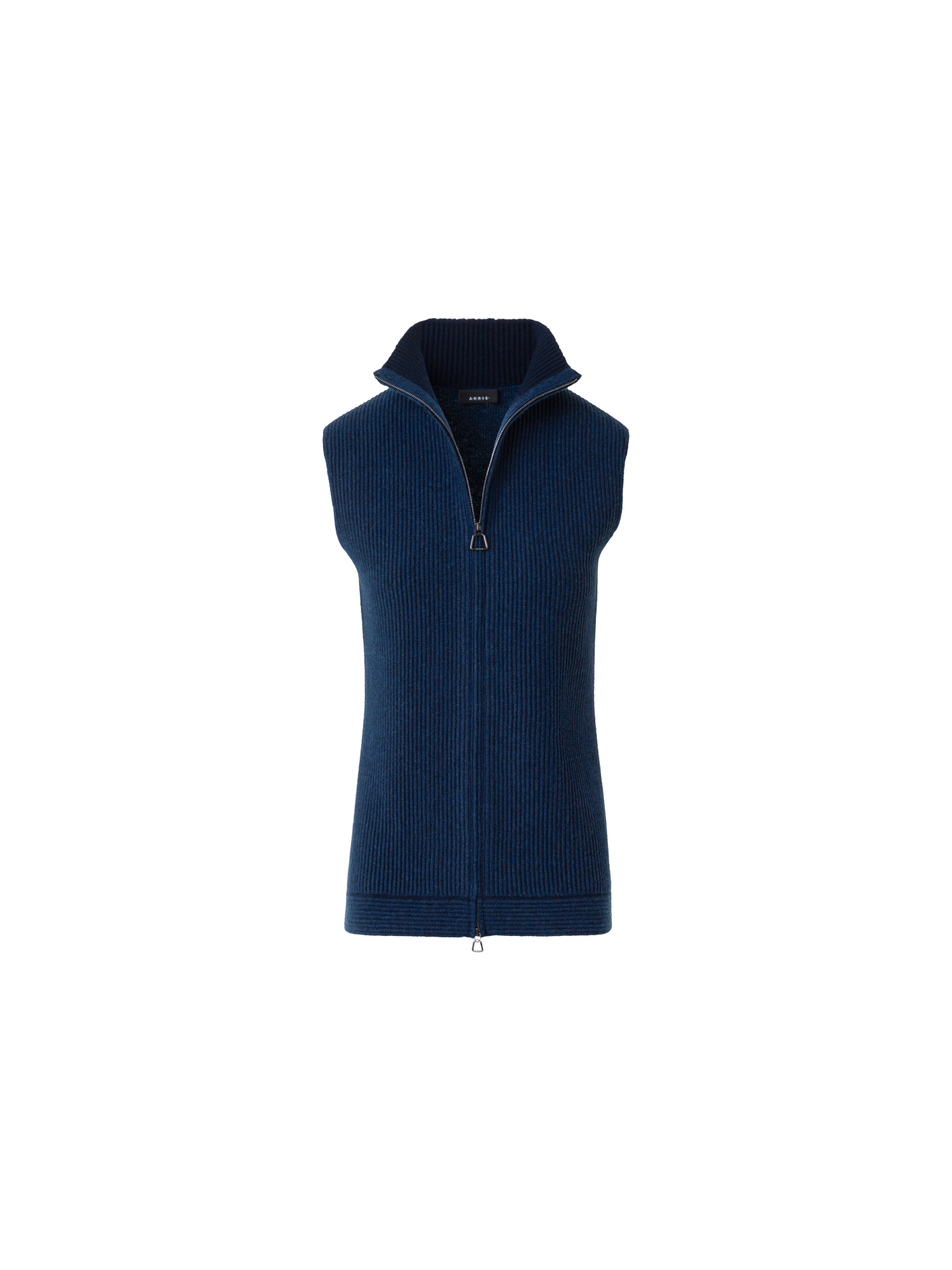 Designer Cashmere Knit Gilet with Front Rib Detail - neutral - navy - blue