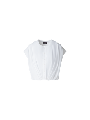 Designer Sleeveless Cotton Voile Blouse - neutral - white