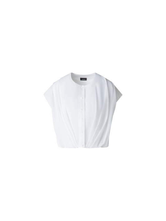 Designer Sleeveless Cotton Voile Blouse - neutral - white