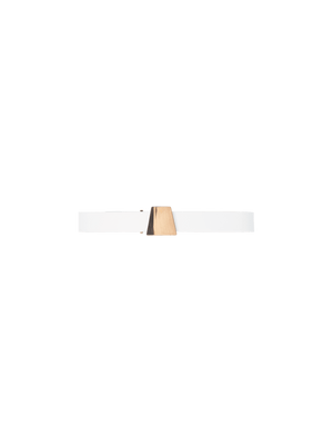 Designer Leather Belt with Gold Trapezoid Buckle - ecru - gold - white