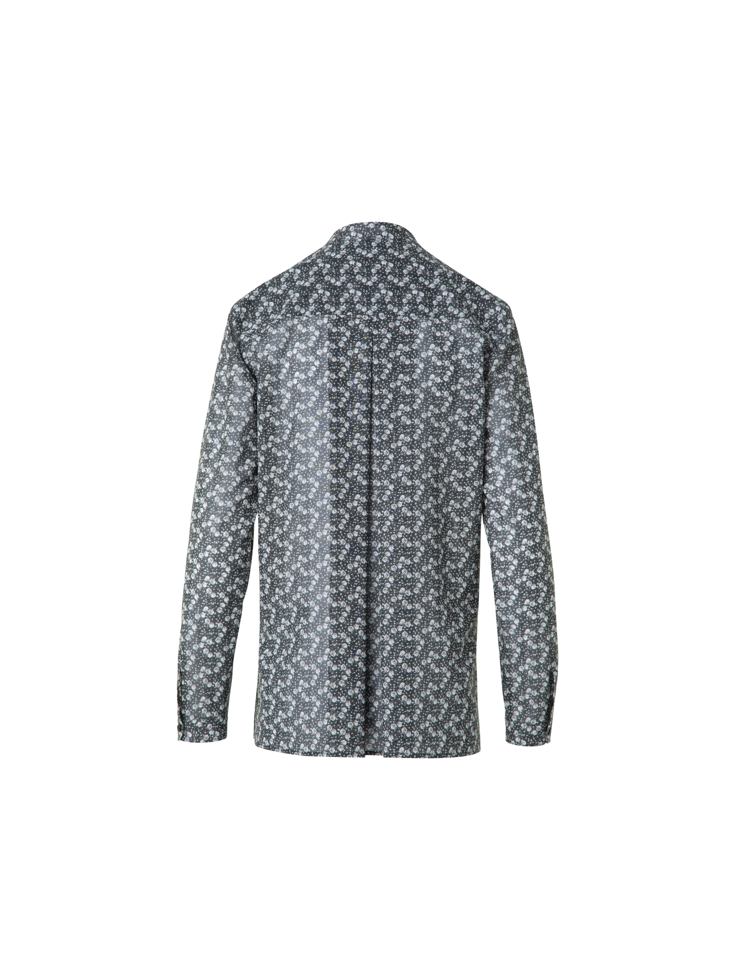 Designer Cotton Tunic Blouse with Mini Anemone Print - black - multicolor