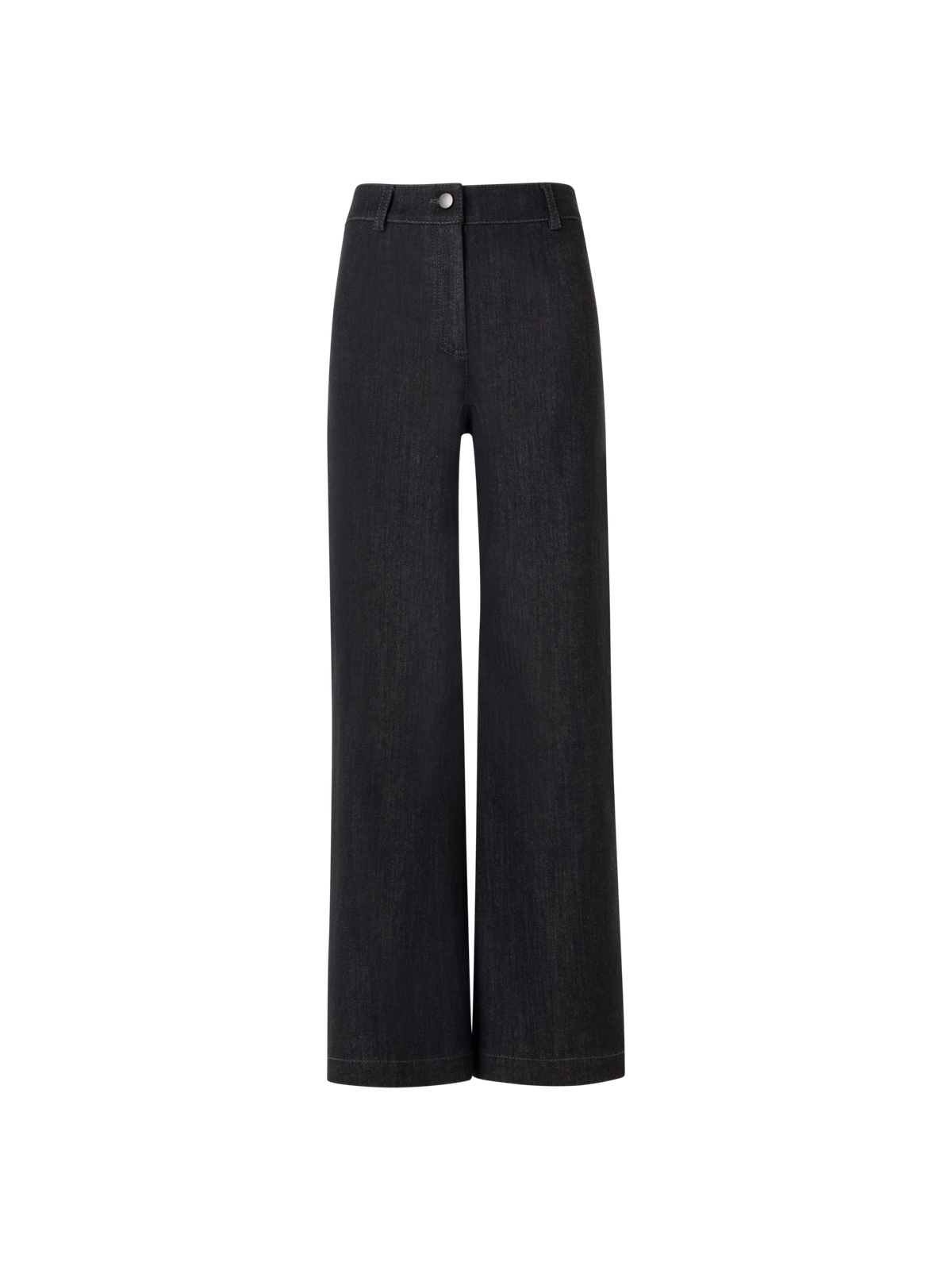 Designer Caia Straight-Leg Pants in High-Stretch Cotton Denim - black