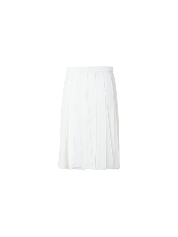 Designer Short Silk Skirt with Flowing Ribbons - neutral - ecru - white