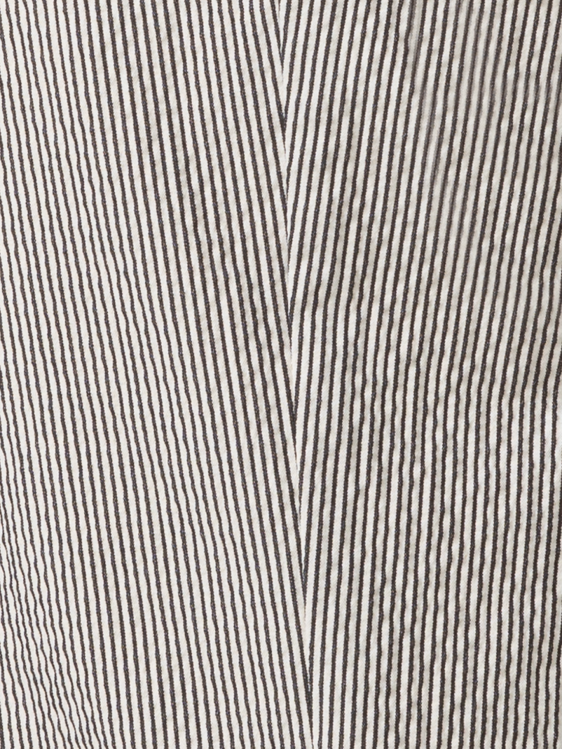 Designer Tapered Pants in Striped Cotton Seersucker - black - multicolor - ecru - white