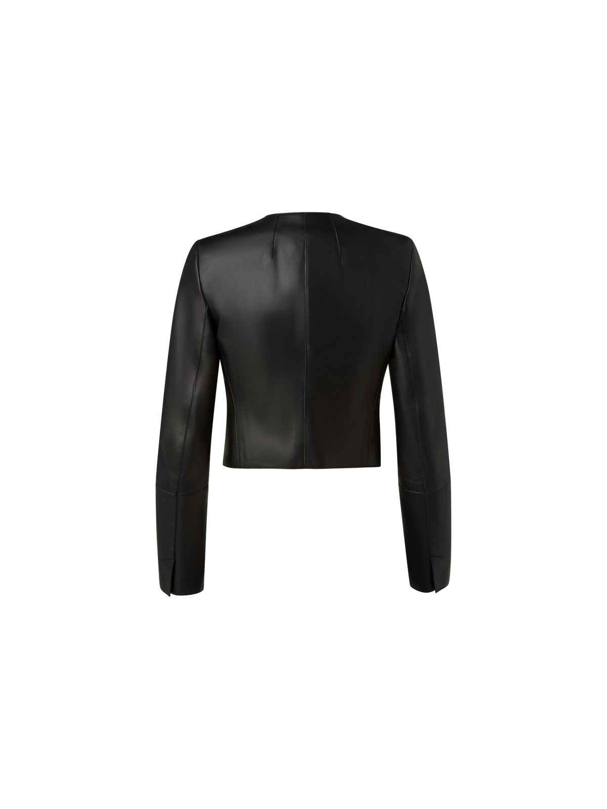Designer Cropped Leather Jacket - black