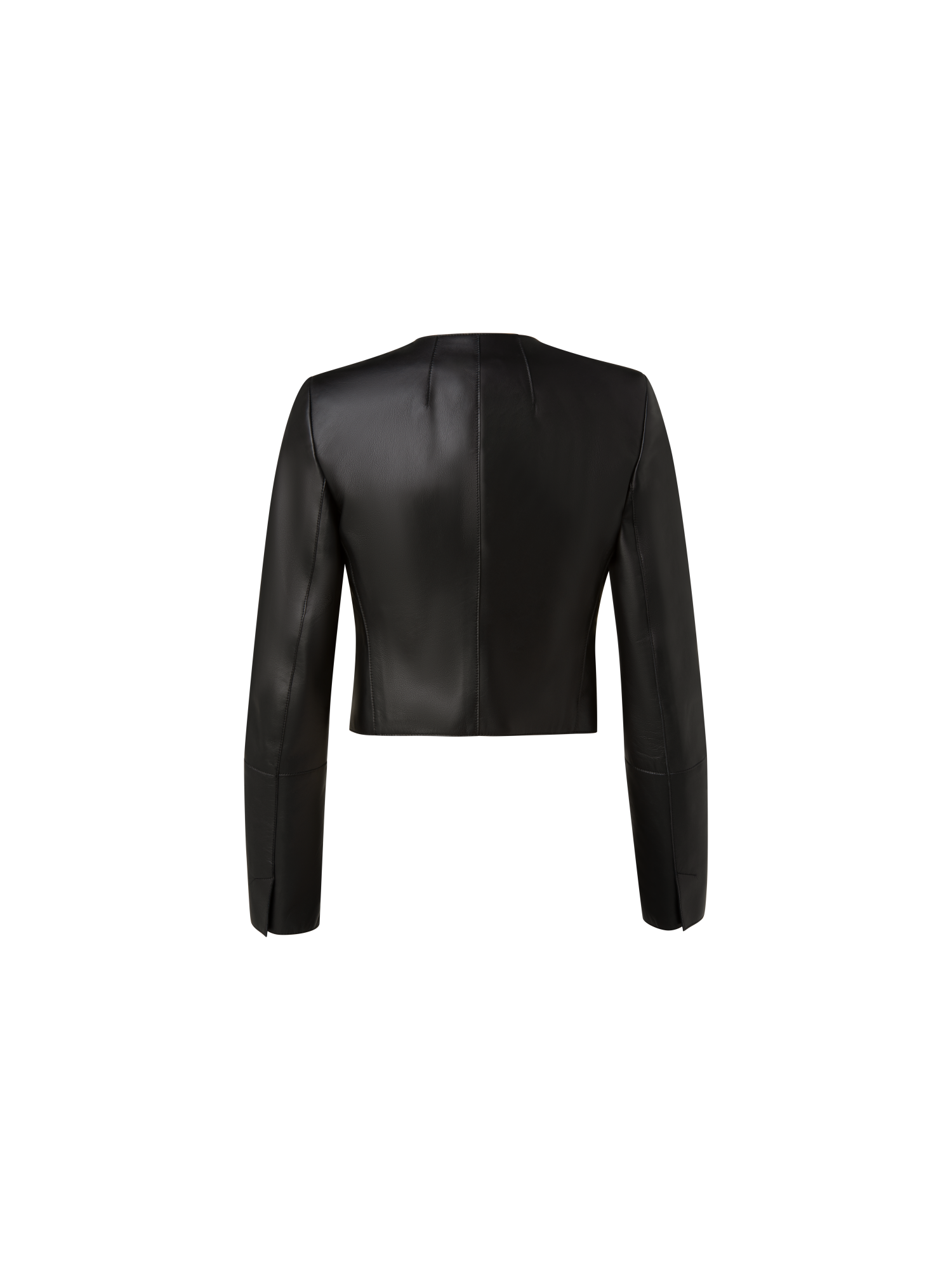 Designer Cropped Leather Jacket - black