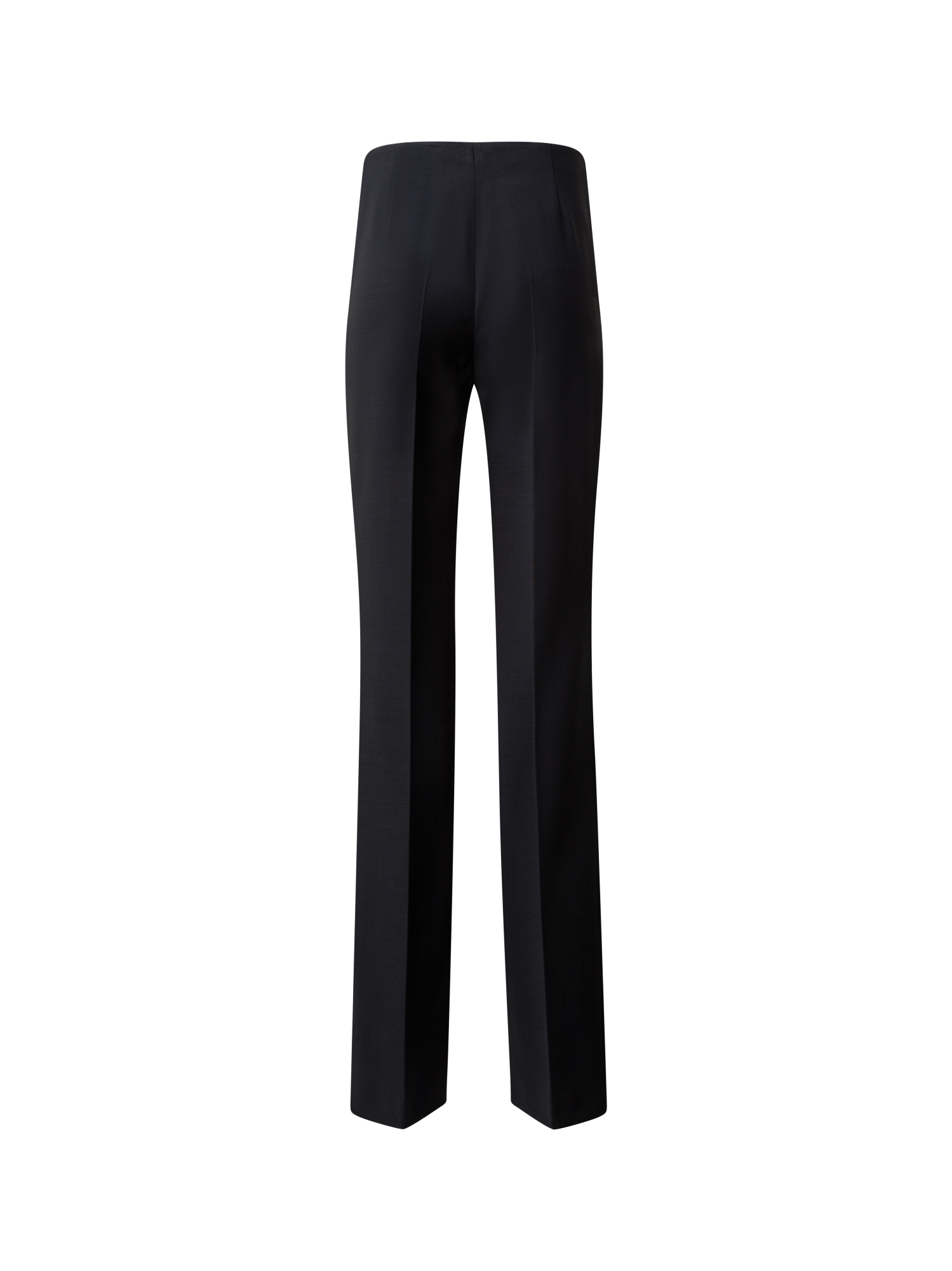 Designer Straight Wool Double-Face Pants - black