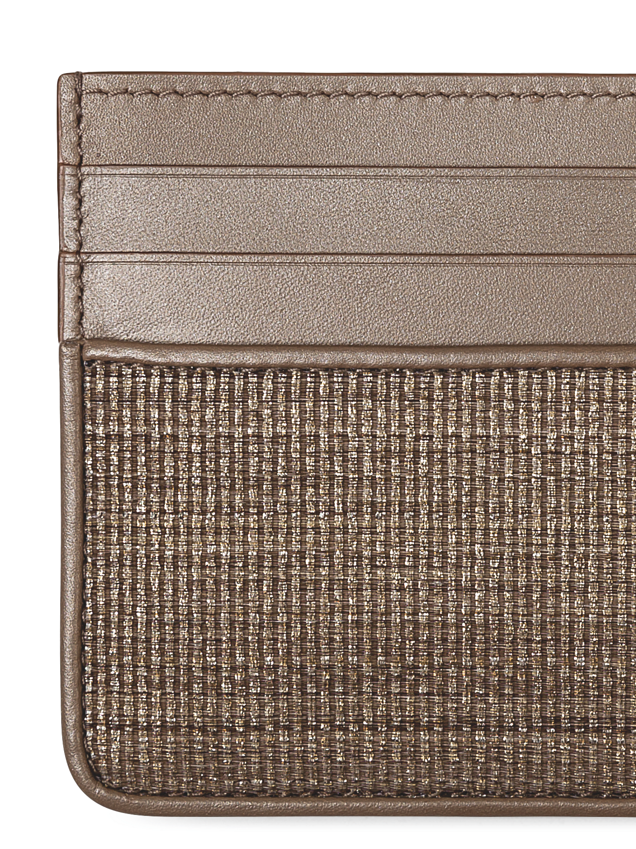 Designer Card Holder in Horsehair and Leather - brown - gold