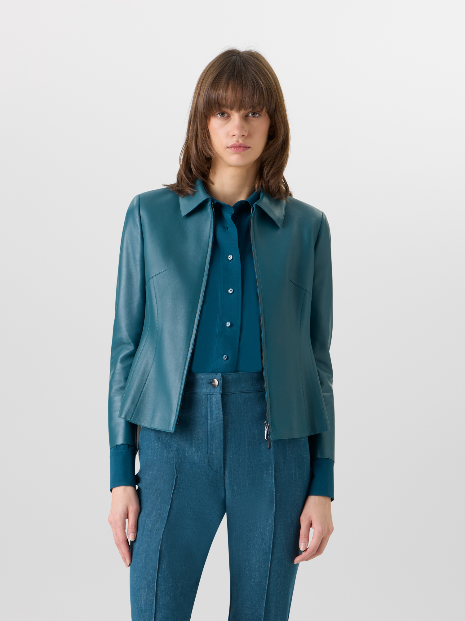 Designer Hecate Jacket in Lamb-Nappa Leather - green 