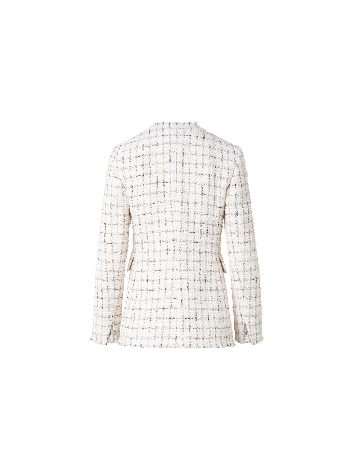 Designer Long Chunky Tweed Jacket - neutral - ecru - white