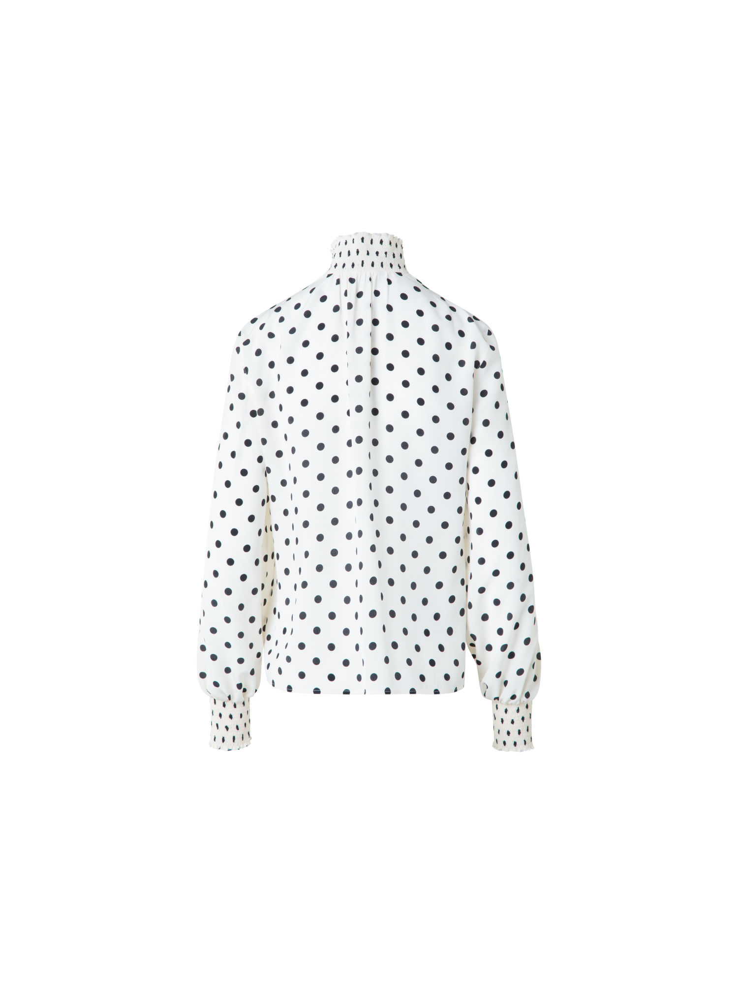 Designer Silk Boho Blouse with Polka Dots - neutral - multicolor - ecru - white