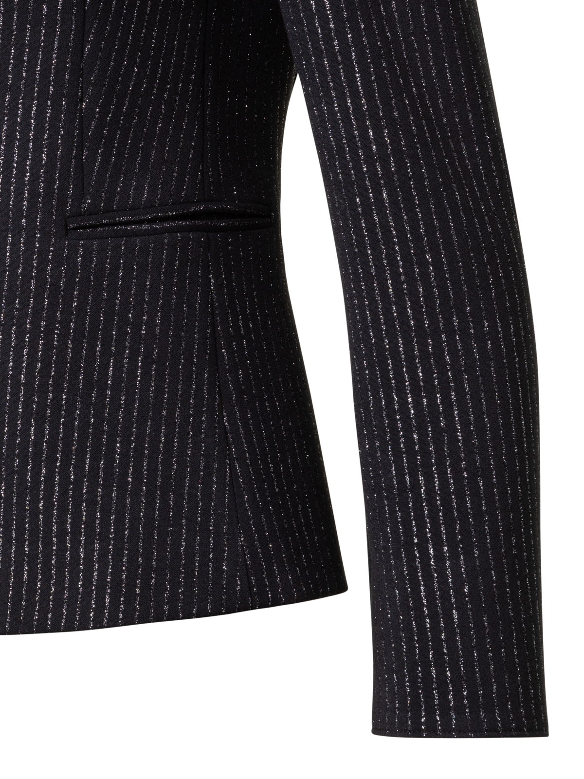 Designer Pebble Crêpe Jacket with Metallic Pin Stripes - black