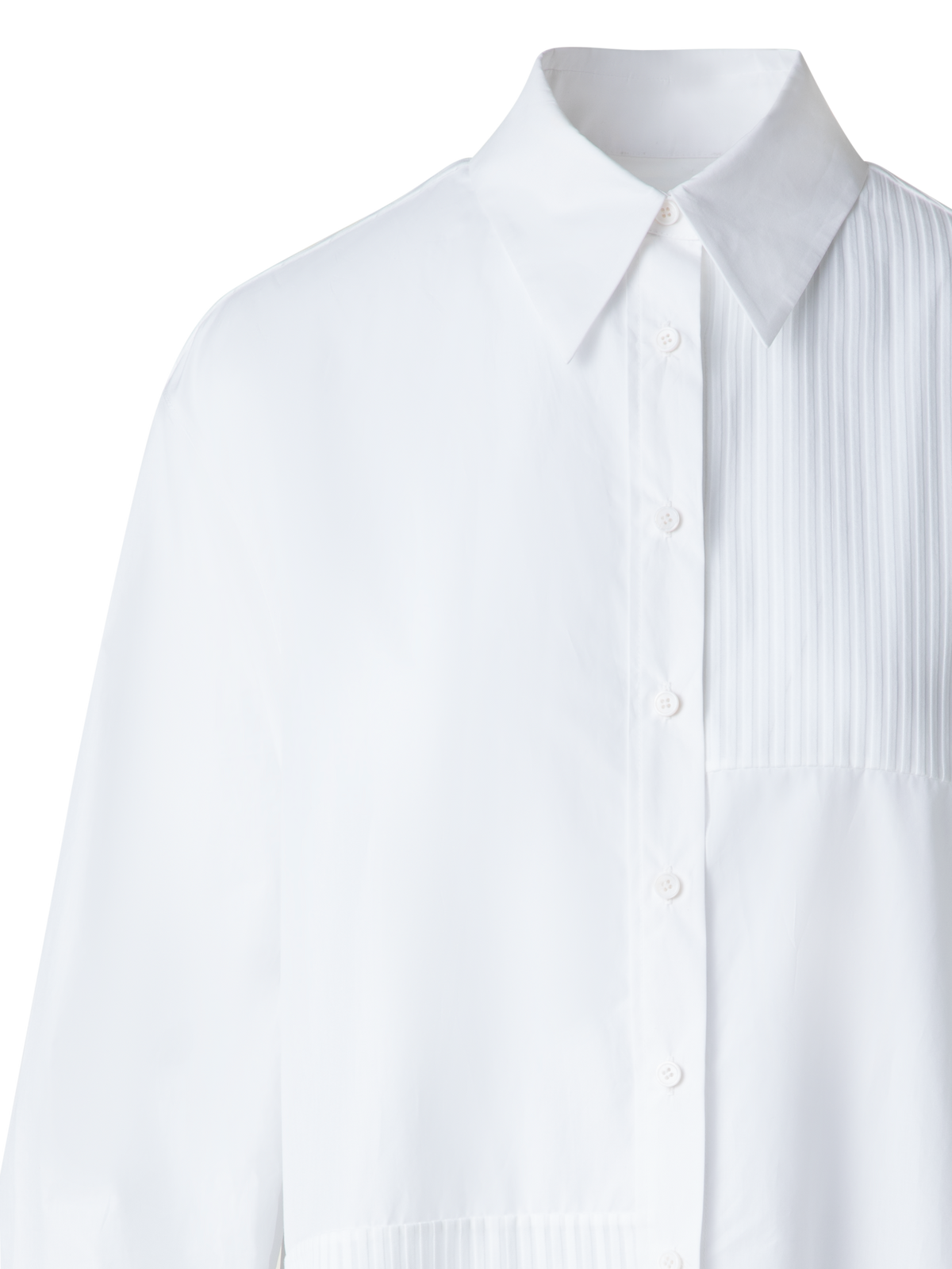 Designer Oversized Shirt in Pleated Cotton Voile  - neutral - white