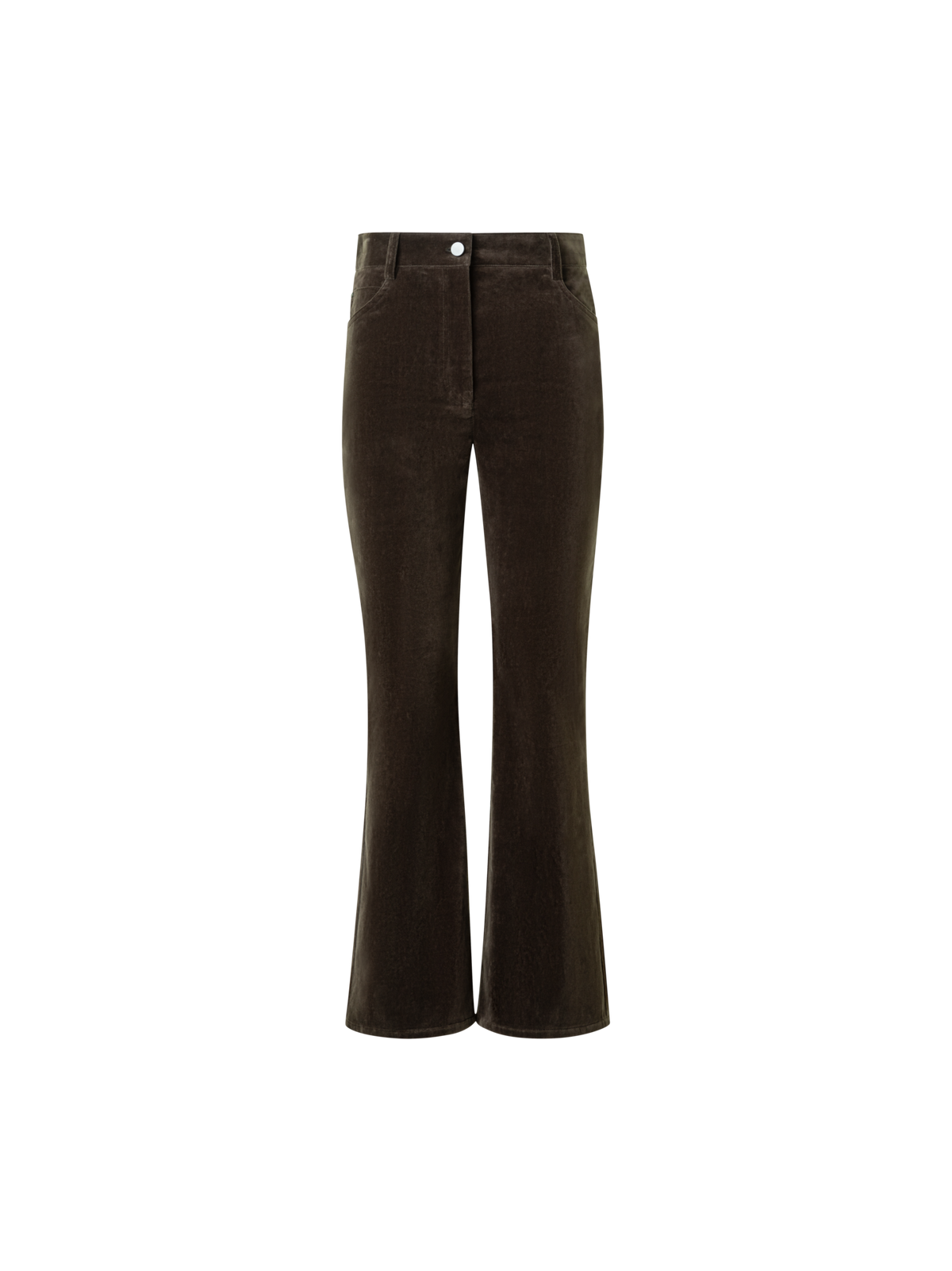 Designer Cropped Bootcut Stretch Cotton Velvet Pants - neutral - brown