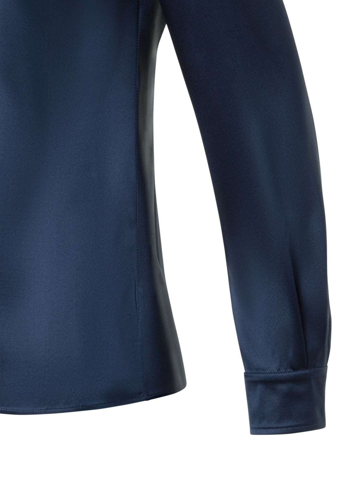 Designer Stretch Silk Satin Shirt Blouse - neutral - navy - blue