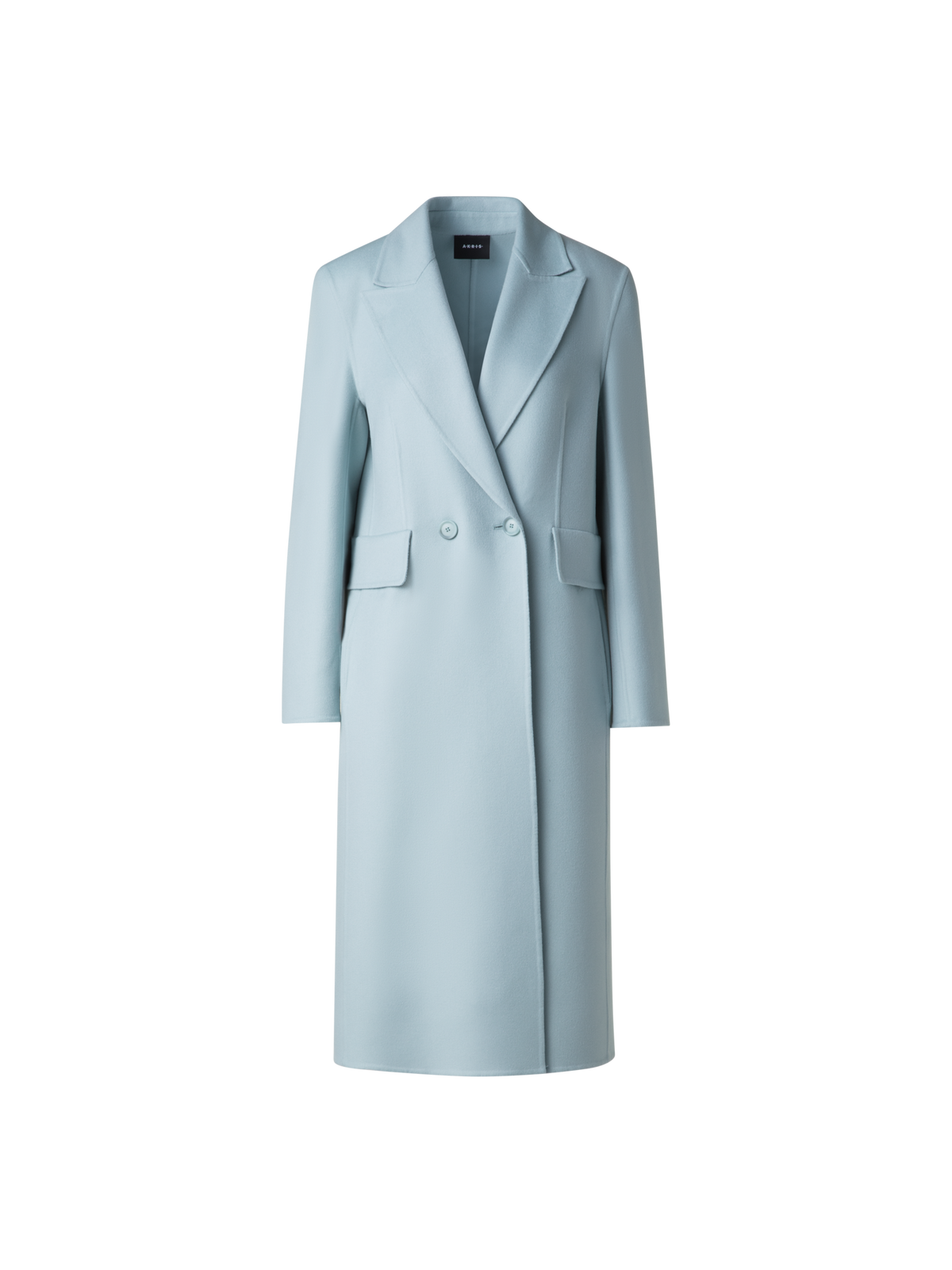 Designer Double Breasted Coat in Cashmere Double-Face - pastel - blue