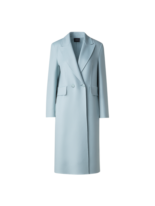 Designer Double Breasted Coat in Cashmere Double-Face - pastel - blue